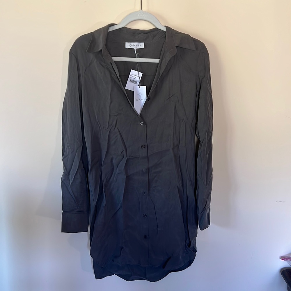 Wayf Dark Grey Shirt Dress, size small, tags on